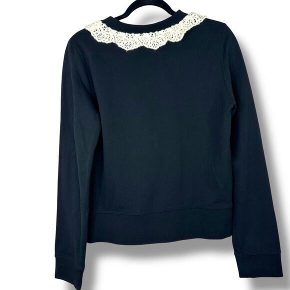 Love Moschino Lace Crochet Collar Wool Black Love Me Graphic Sweatshirt Size 4 - Picture 5 of 8